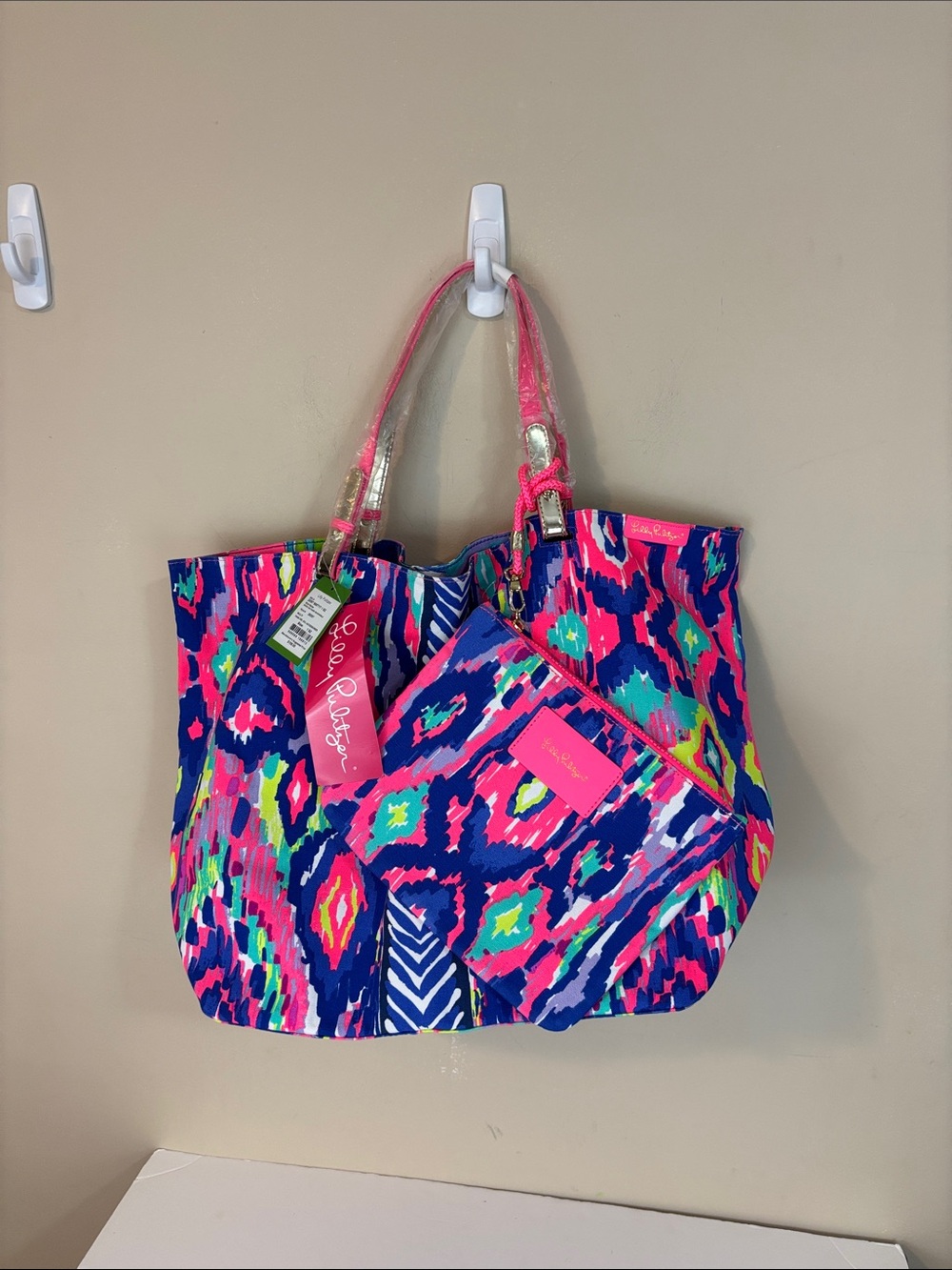 Lilly Pulitzer Beach Bathers Reversible Tote and Pouch NWT